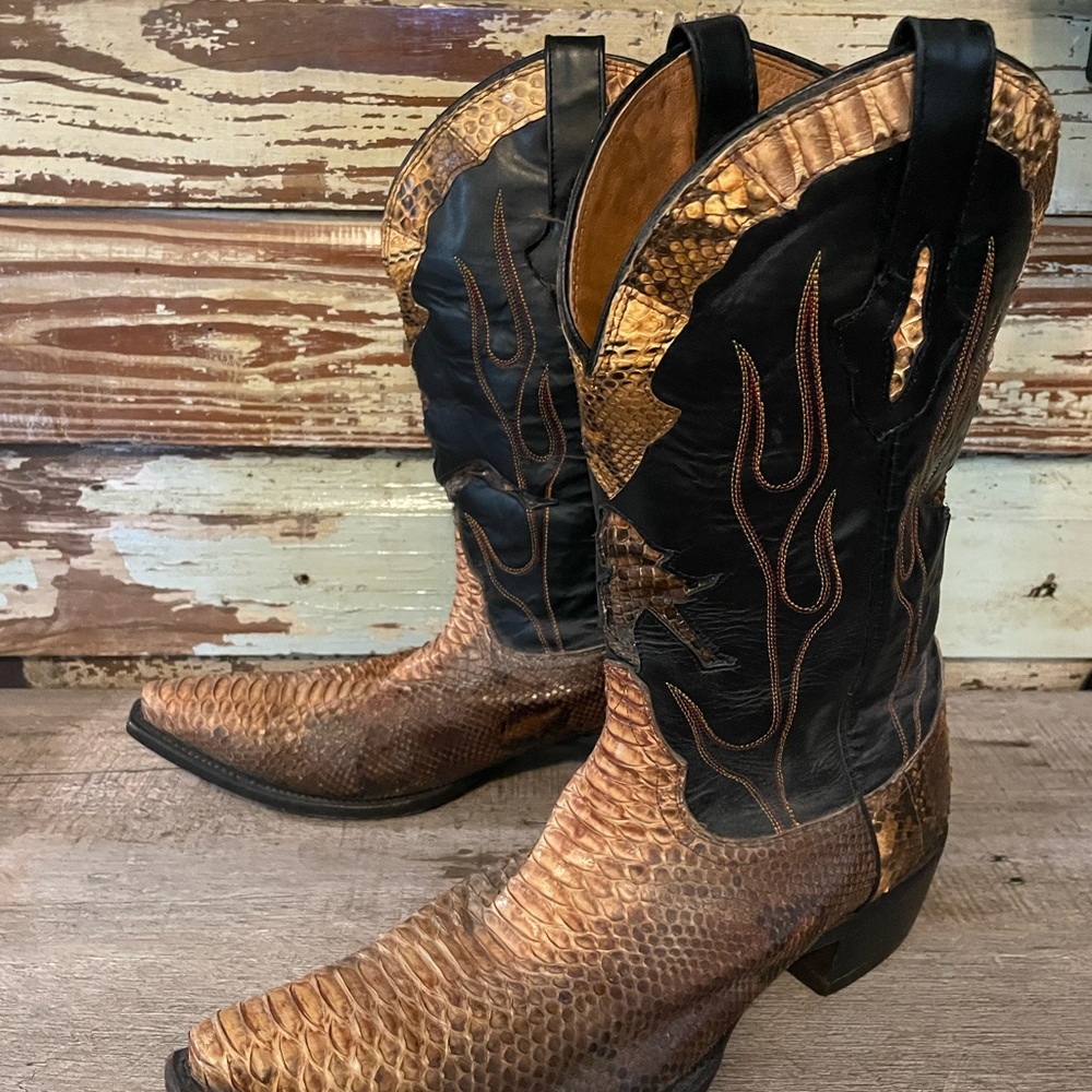 Brown and Black Western Cowboy Boots